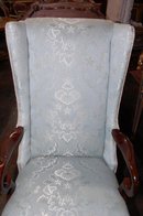 Pair of Queen Anne Silk Brocade Armchairs