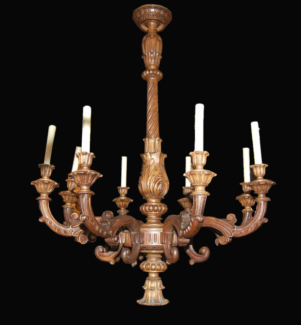 Italian Carved Walnut Chandelier