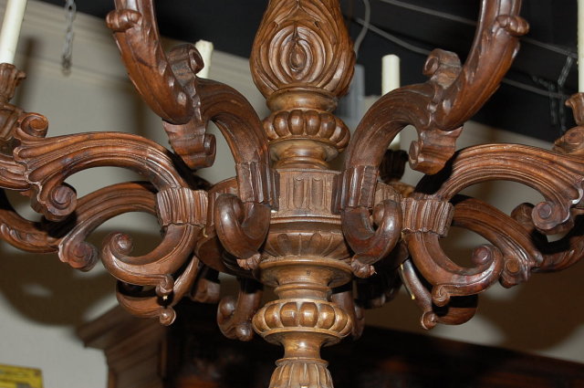 Italian Carved Walnut Chandelier