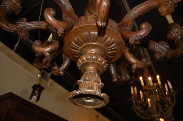 Italian Carved Walnut Chandelier