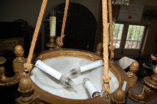 French Louis XVI Giltwood Alabaster Chandelier
