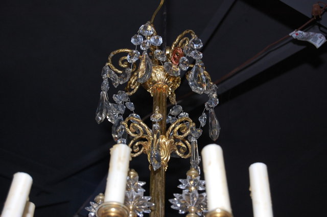 French Bronze & Crystal Chandelier