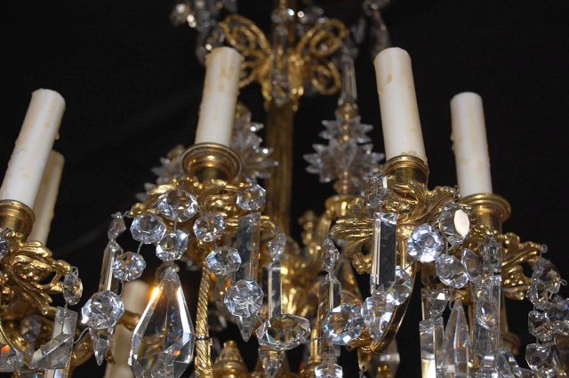 French Bronze & Crystal Chandelier