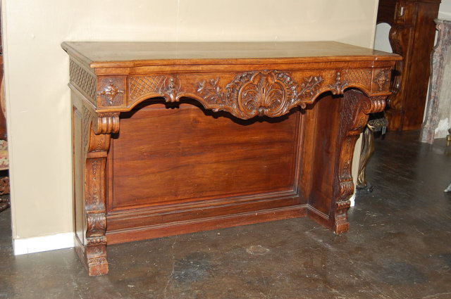 French Carved Walnut Console