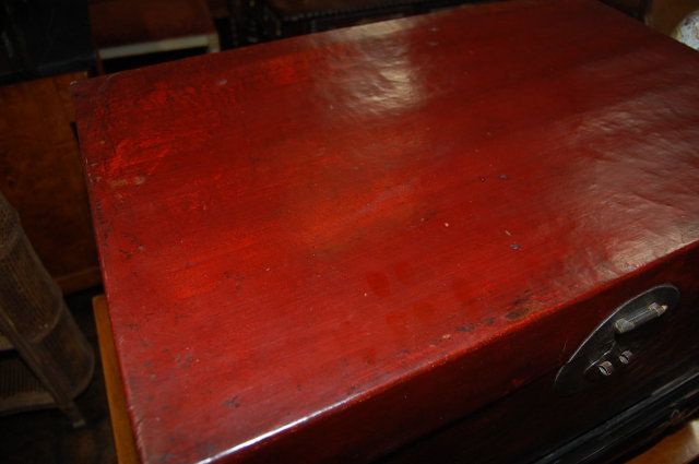 Oriental Lacquered Trunk On Stand