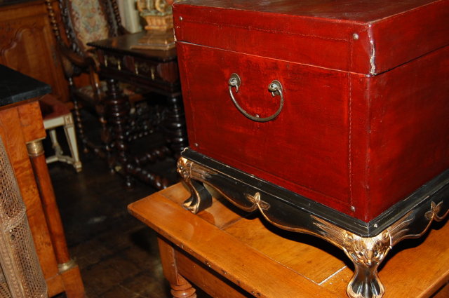 Oriental Lacquered Trunk On Stand
