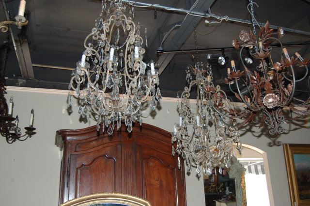 Elaborate Pair of Crystal Chandeliers
