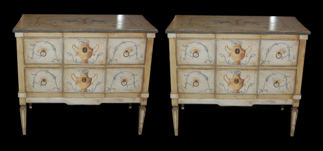 Pair of Continental Painted Commodes