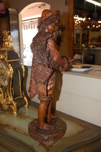 French Carved Wooden Figure