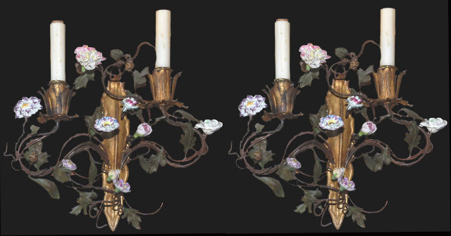 Pair of French Floral Sconce
