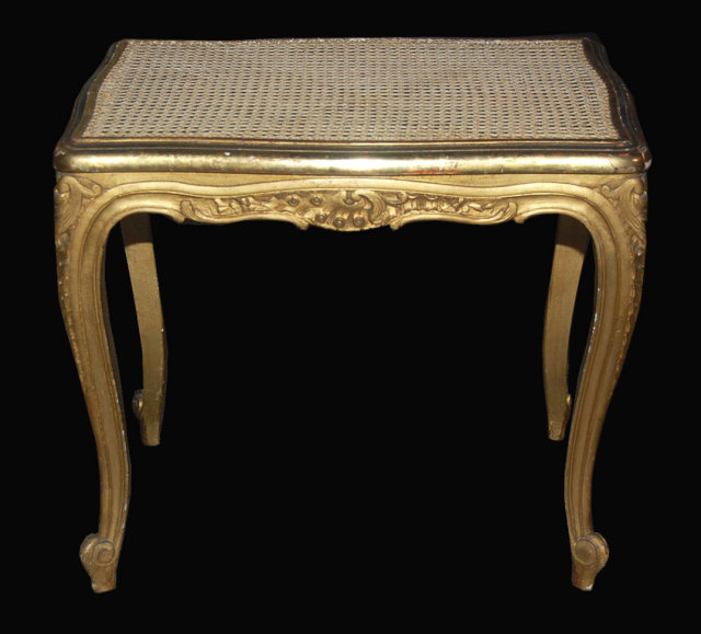 French Giltwood Caned Stool