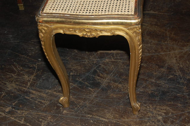 French Giltwood Caned Stool