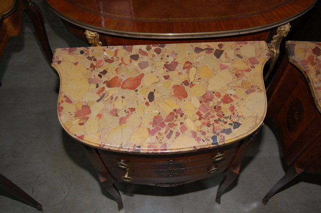 Pair French Inlaid Nightstands