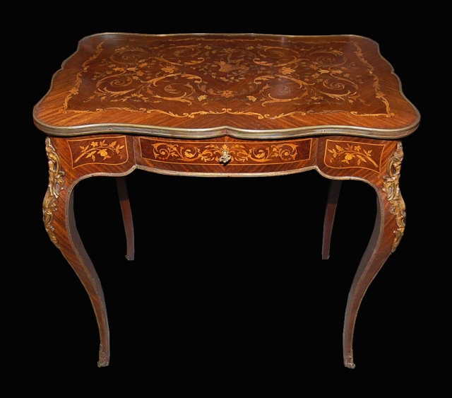 French Marquetry Inlaid Writing Table