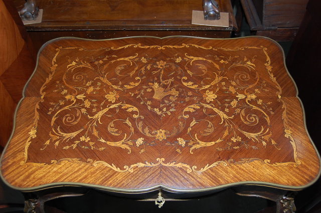 French Marquetry Inlaid Writing Table
