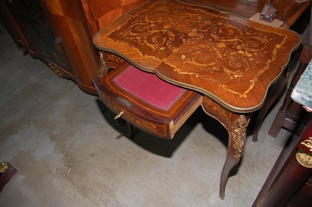 French Marquetry Inlaid Writing Table