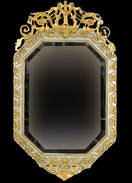 French Dore Bronze Octagonal Mirror