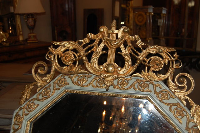 French Dore Bronze Octagonal Mirror