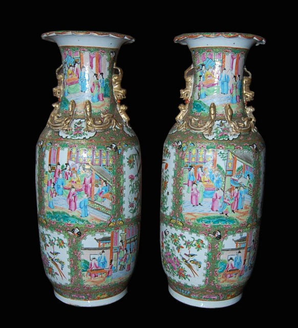 Pair of Rose Medallion Vases