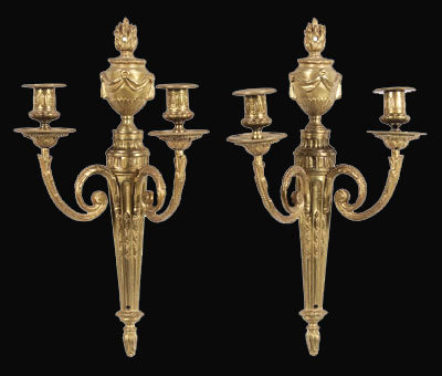 Pair French Gilt Brass Sconce