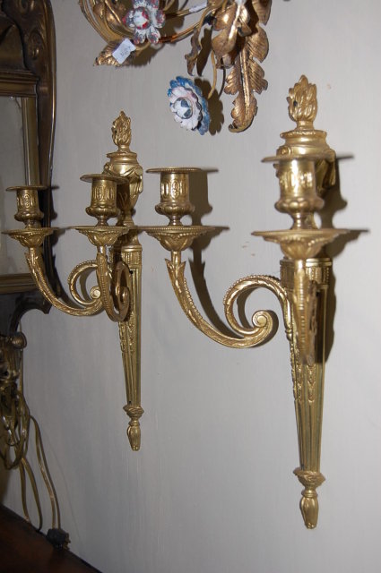 Pair French Gilt Brass Sconce