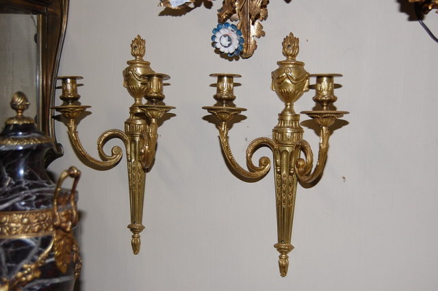 Pair French Gilt Brass Sconce