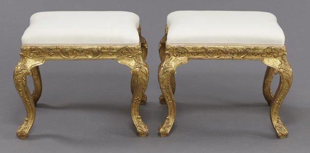 Pair Louis XV Style Gilt Wood Benches
