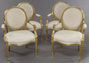 Set of 4 Louis XVI Style Giltwood Arm Chairs