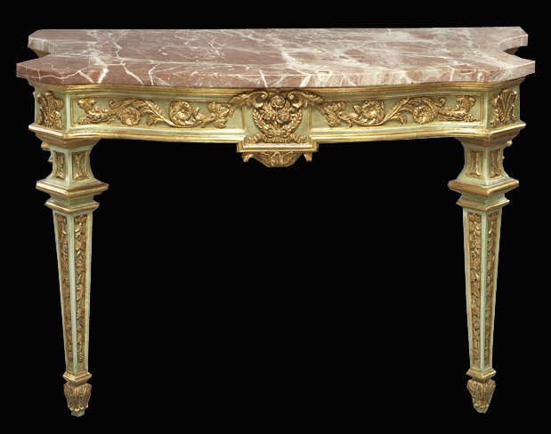 Louis XVI Style Polychrome & Giltwood Console