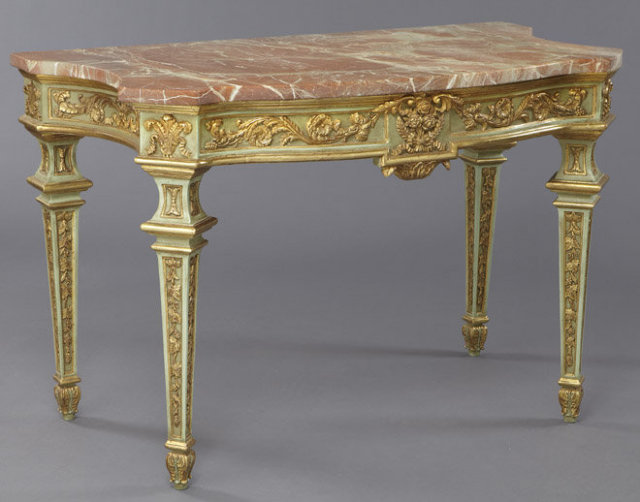 Louis XVI Style Polychrome & Giltwood Console