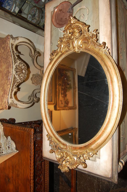 French Louis XVI Oval Mirror
