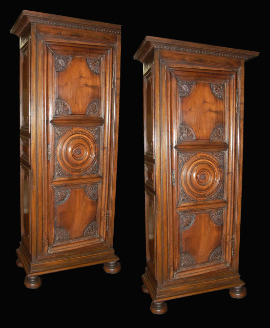 Pair French Walnut Cabinets