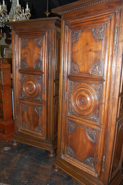 Pair French Walnut Cabinets