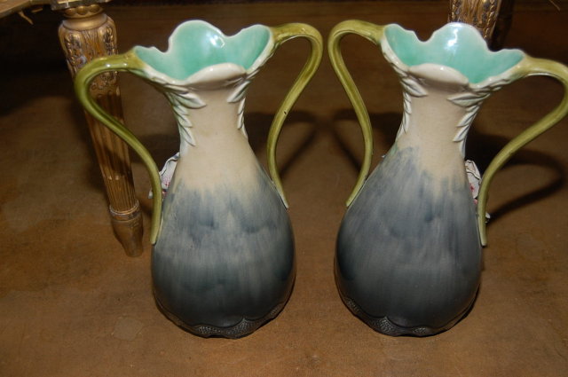 Pair French Barbotine Vases