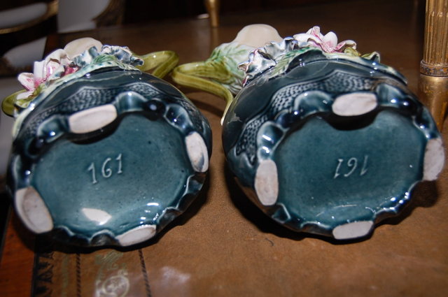 Pair French Barbotine Vases