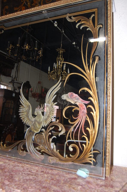 French Reverse Painted Mirror