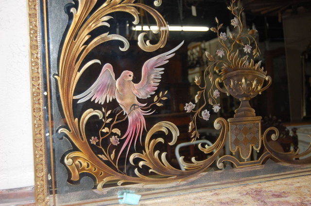 French Reverse Painted Mirror