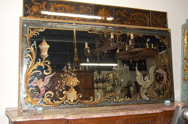 French Reverse Painted Mirror