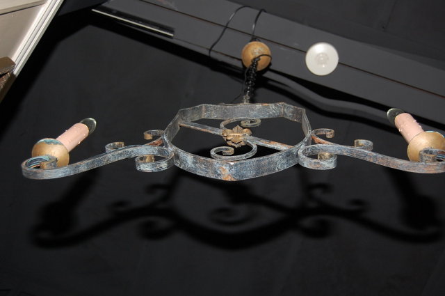 Whimsical French Iron Chandelier