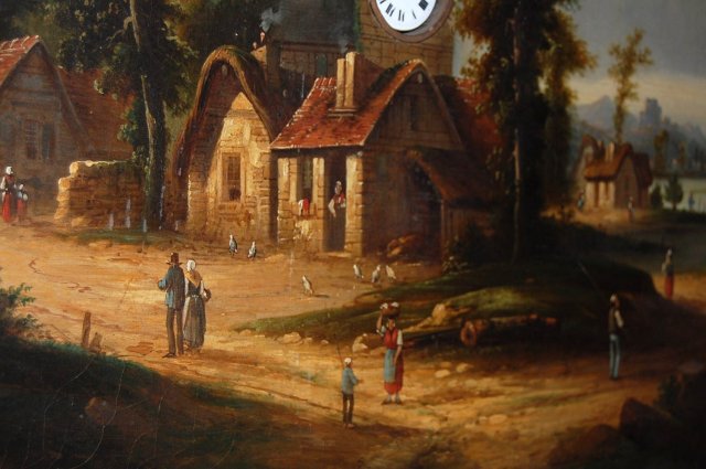 French Painting With Built In Clock