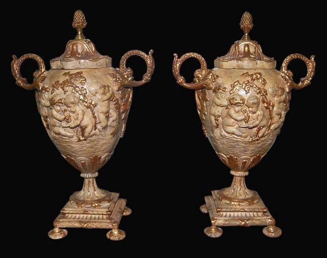 Pair French Terra Cotta Urns