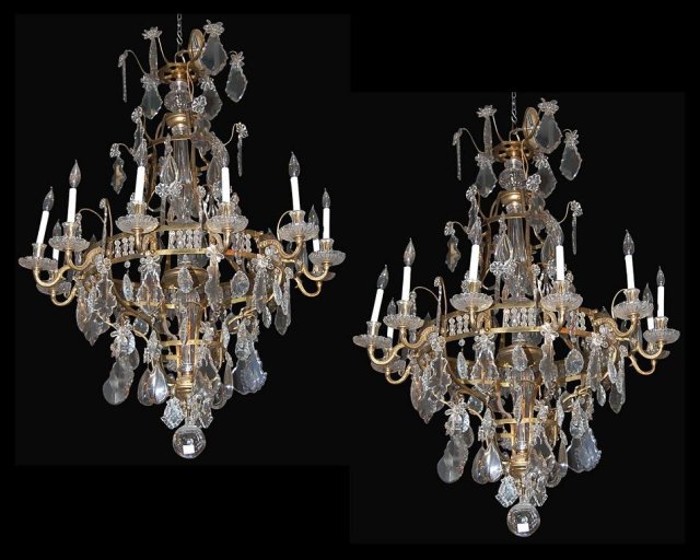 Large Pair Baccarat Crystal Chandeliers