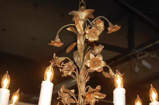 French Tole Floral Chandelier