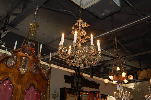 French Tole Floral Chandelier