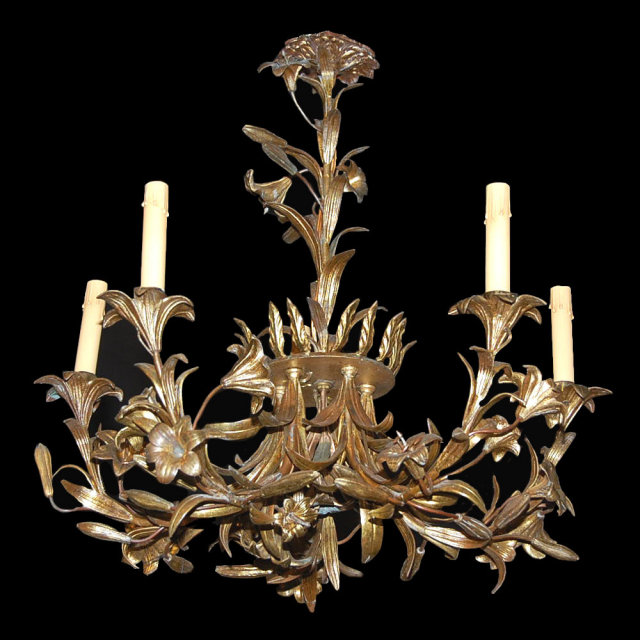 French Metal & Tole Chandelier