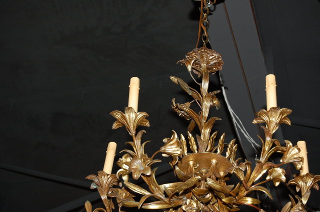 French Metal & Tole Chandelier