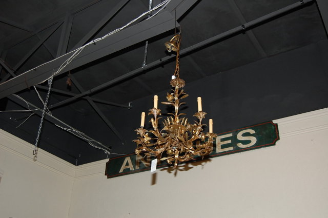 French Metal & Tole Chandelier
