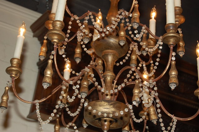 Italian Wood & Crystal Chandelier