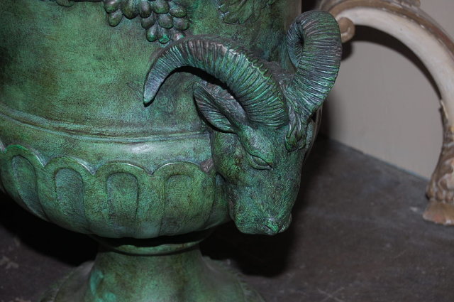 Pair Bronze Patinated Urns
