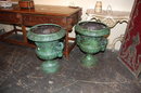 Pair Bronze Patinated Urns